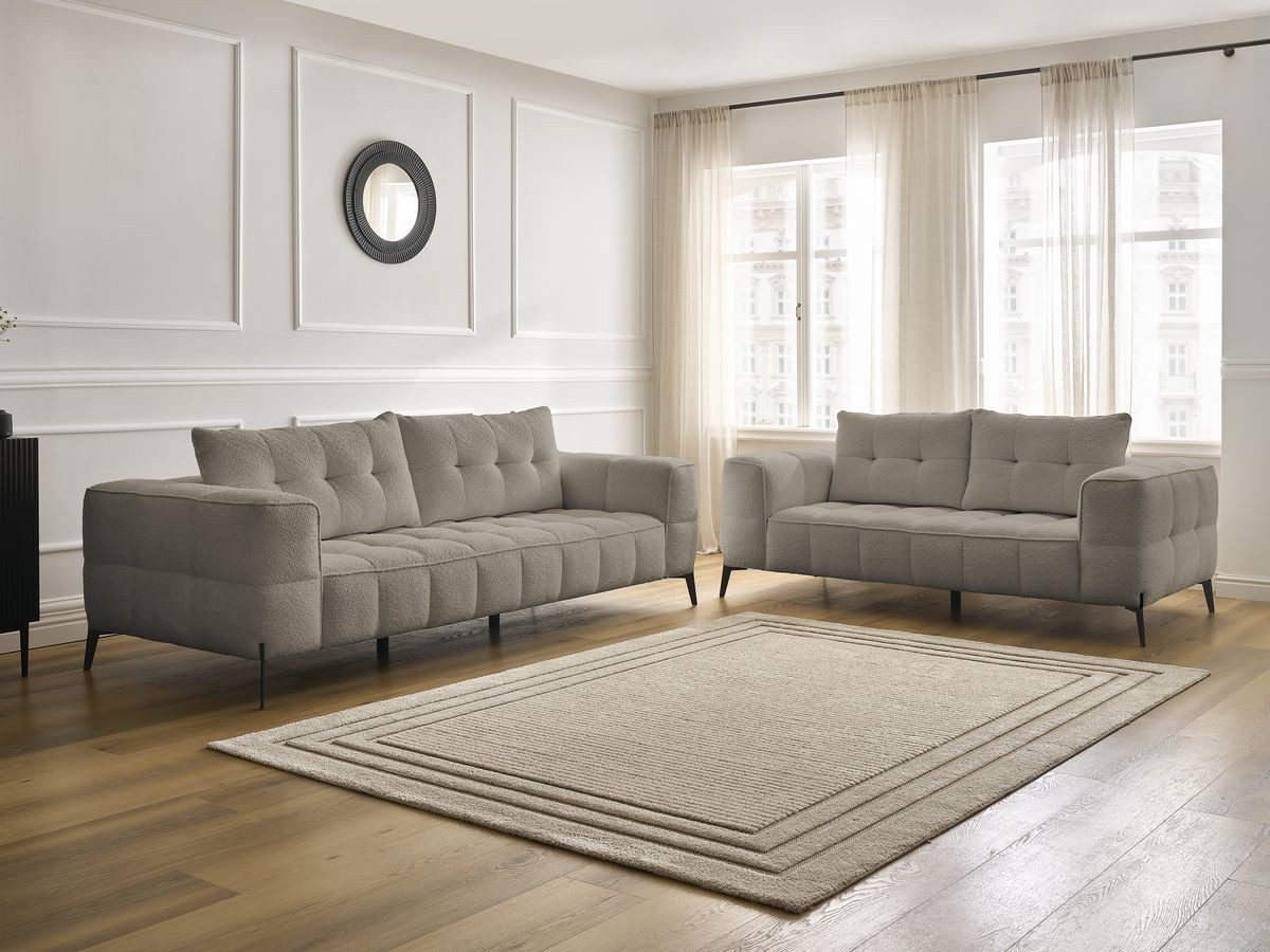 Ensemble canapé droit 3 + 2 places ANIS bouclette taupe — vue 6