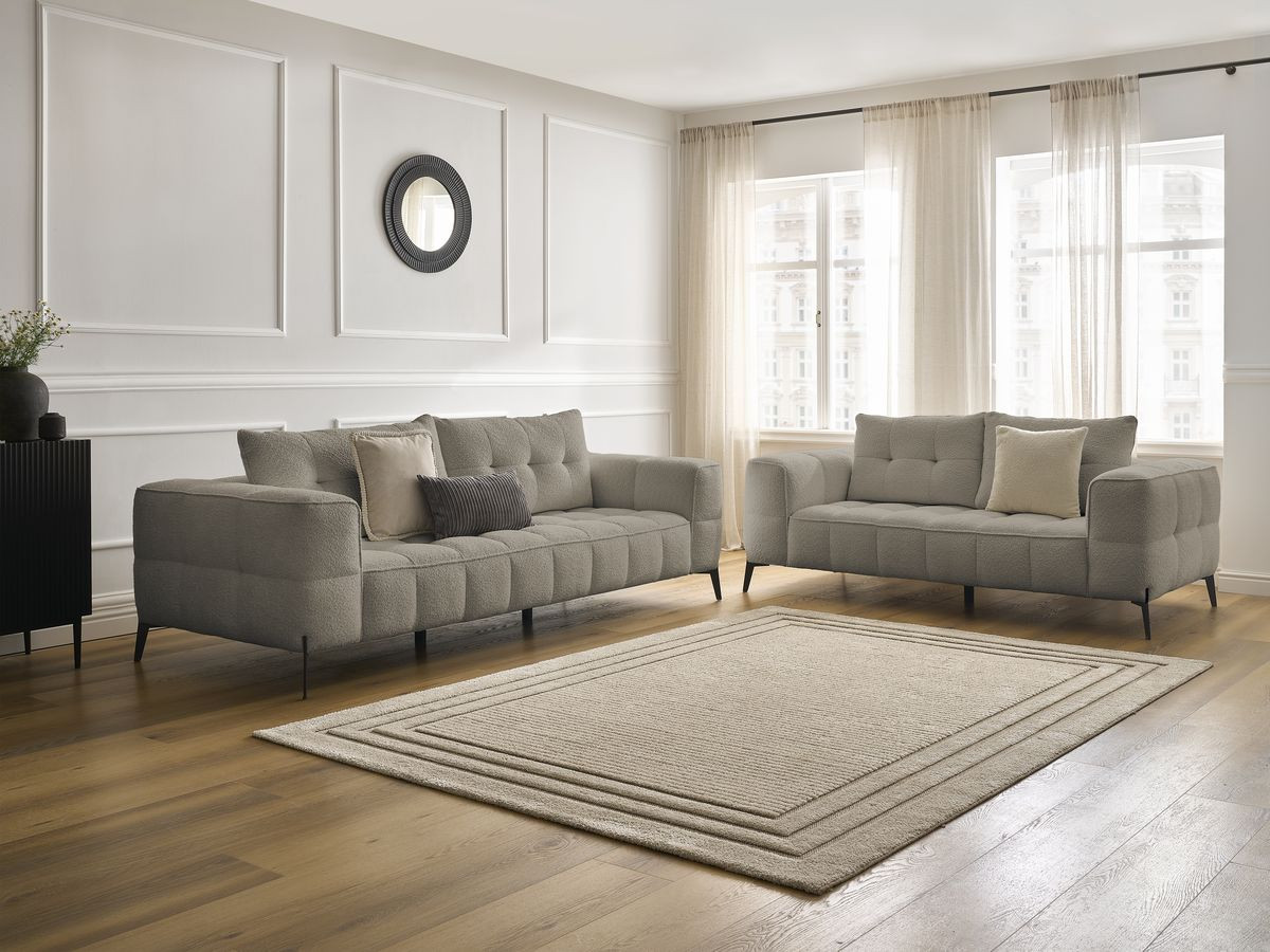 Ensemble canapé droit 3 + 2 places ANIS bouclette taupe