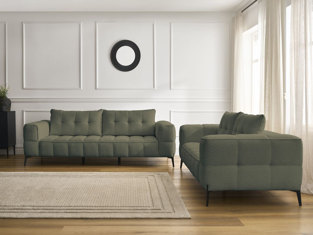 Ensemble canapé droit 3 + 2 places ANIS bouclette vert — vue 5