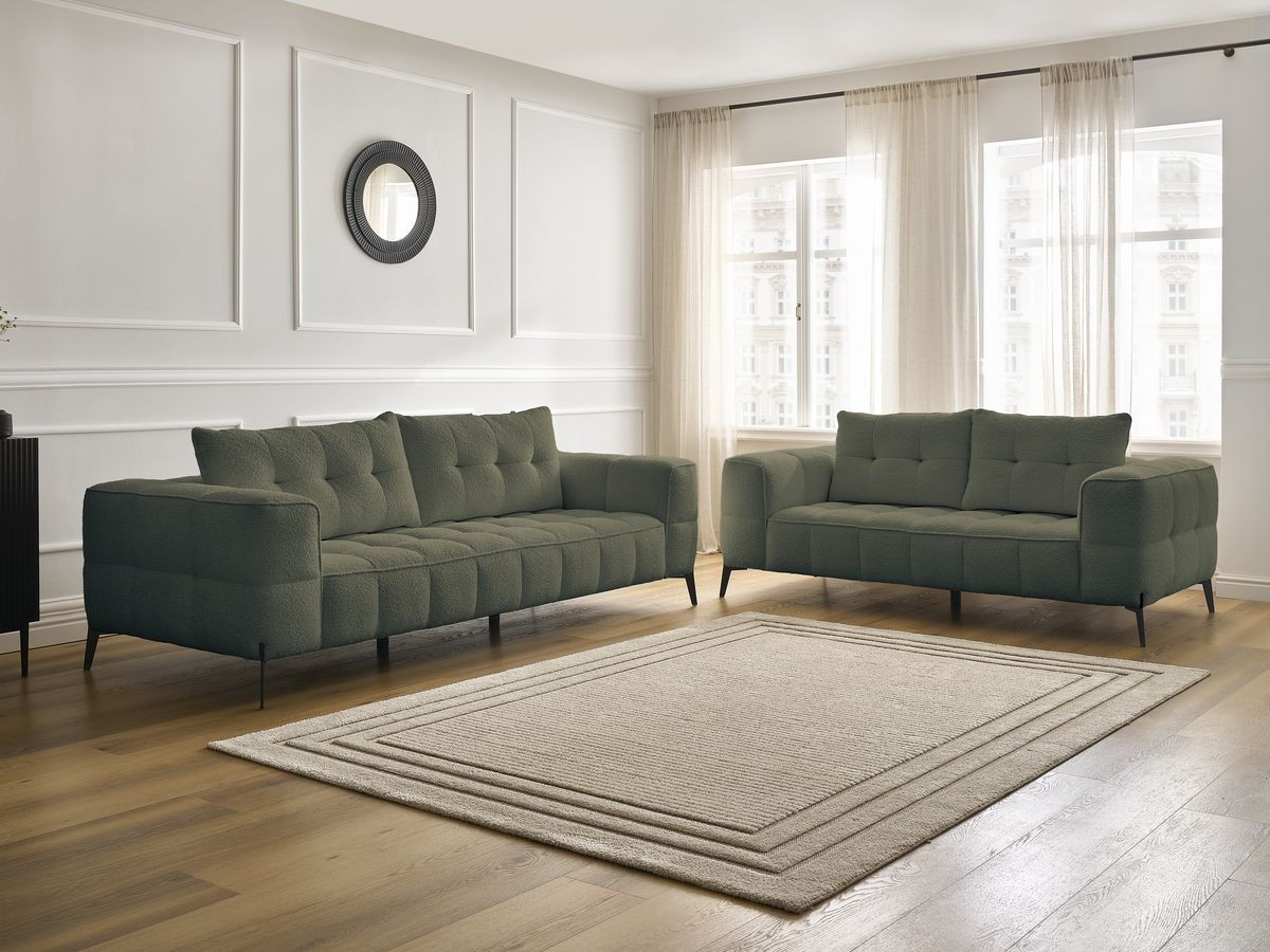 Ensemble canapé droit 3 + 2 places ANIS bouclette vert — vue 6
