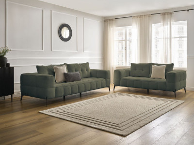 Ensemble canapé droit fixe 3 + 2 places ANIS tissu bouclette