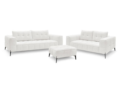 Ensemble canapé droit fixe 3 + 2 places ANIS tissu bouclette avec pouf