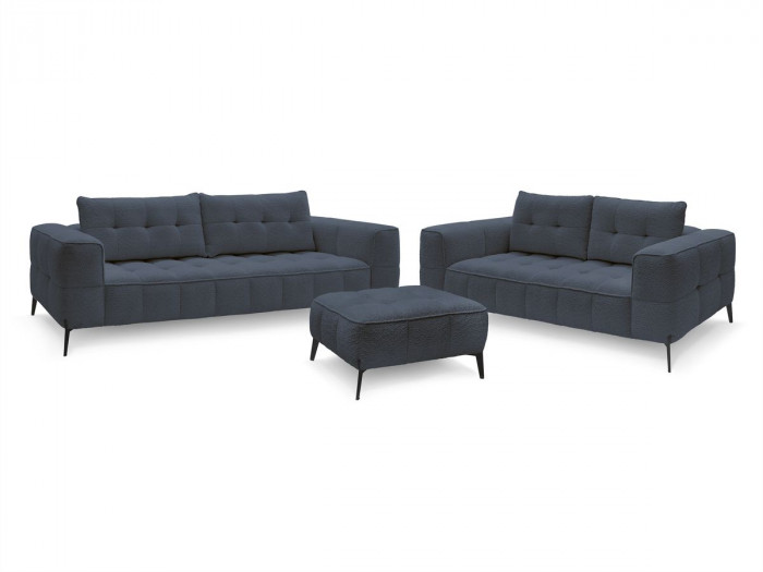 Ensemble canapé droit fixe 3 + 2 places ANIS tissu bouclette avec pouf
