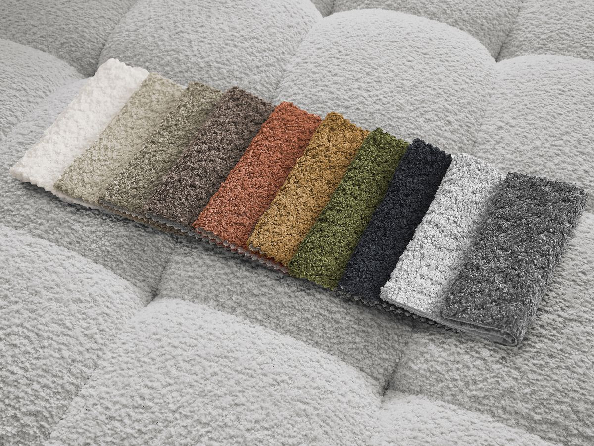 Ensemble canapé droit 3 + 2 places ANIS bouclette avec pouf gris clair — vue 4