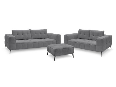 Ensemble canapé droit fixe 3 + 2 places ANIS tissu bouclette avec pouf
