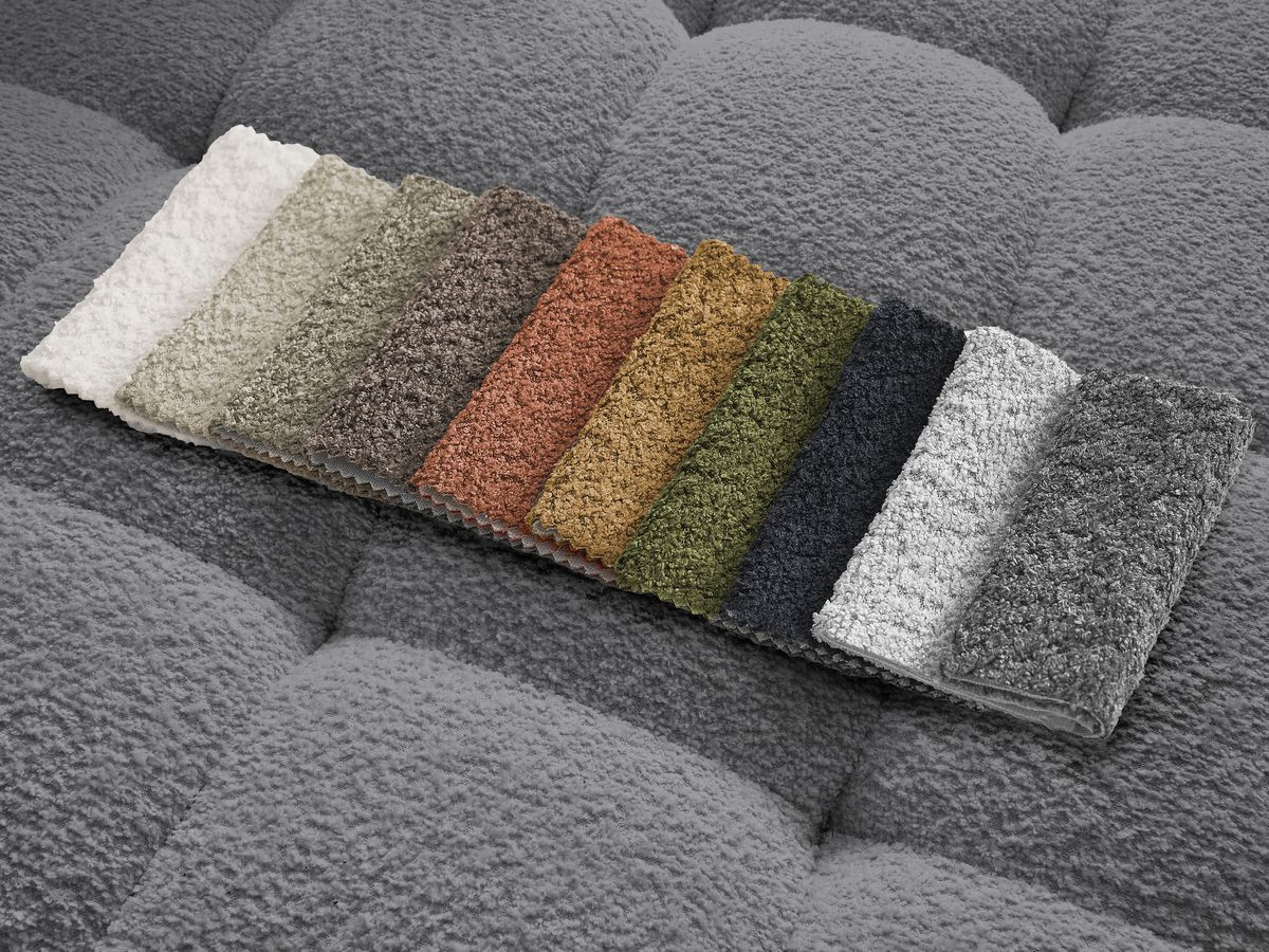 Ensemble canapé droit 3 + 2 places ANIS bouclette avec pouf gris foncé — vue 4