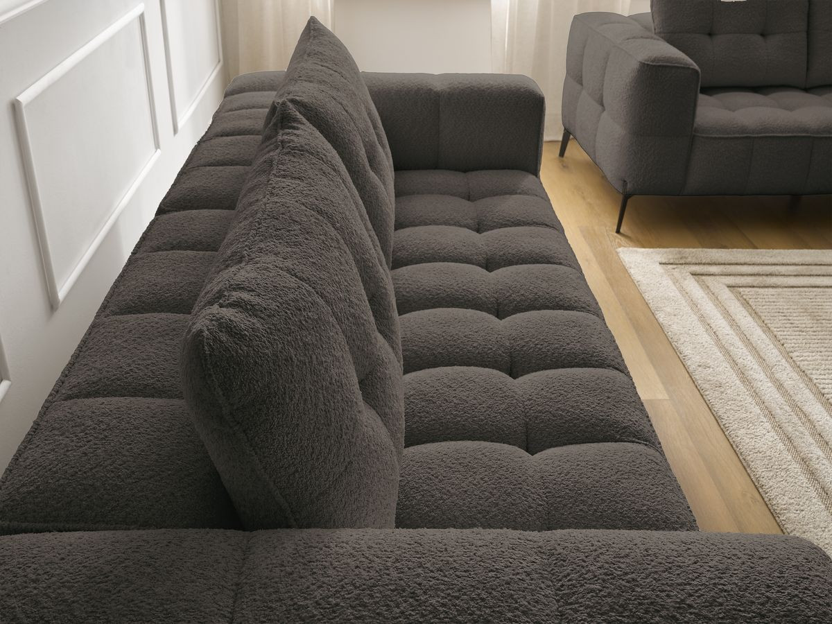 Ensemble canapé droit 3 + 2 places ANIS bouclette avec pouf marron — vue 5