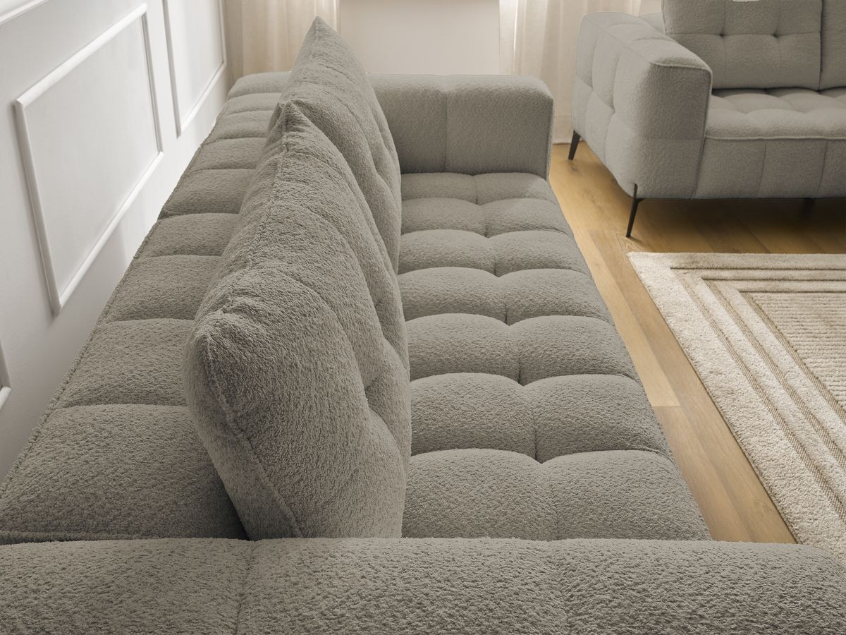 Ensemble canapé droit 3 + 2 places ANIS bouclette avec pouf taupe — vue 5