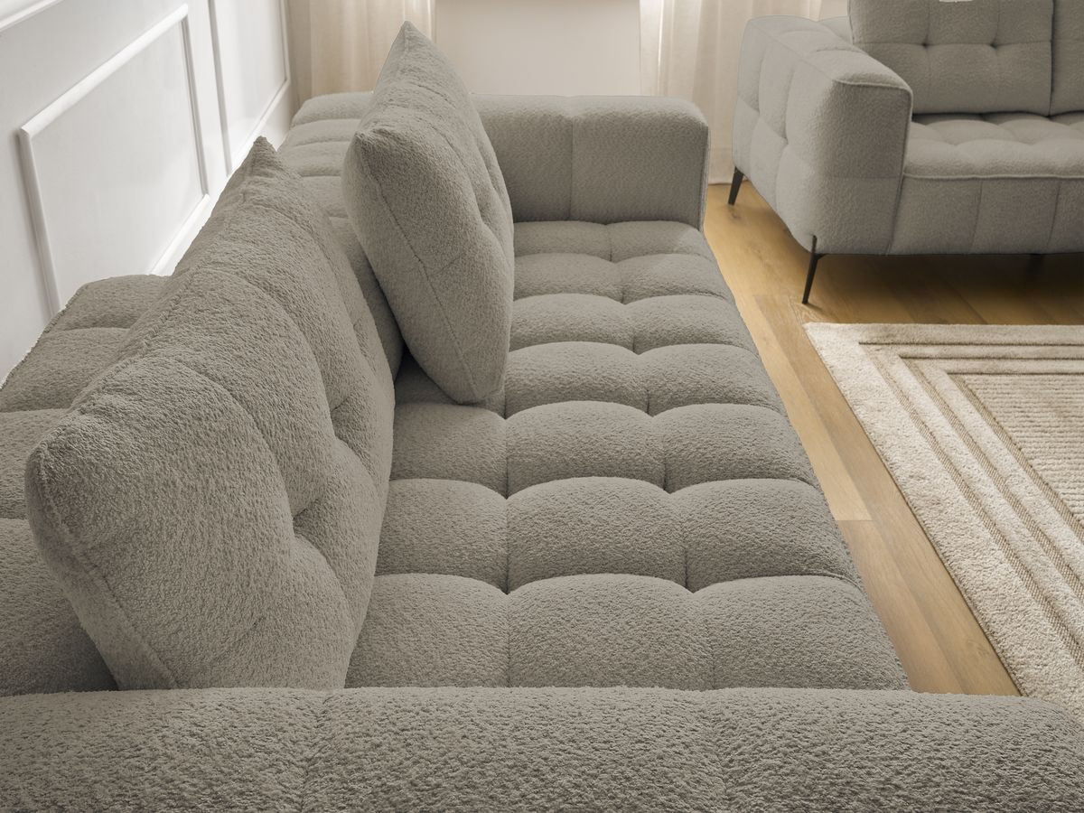 Ensemble canapé droit 3 + 2 places ANIS bouclette avec pouf taupe — vue 6