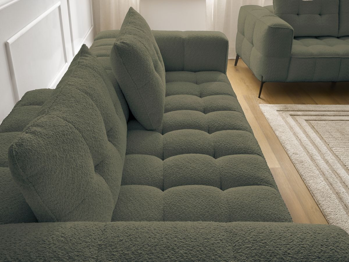 Ensemble canapé droit 3 + 2 places ANIS bouclette avec pouf vert — vue 6