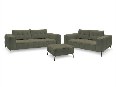 Ensemble canapé droit fixe 3 + 2 places ANIS tissu bouclette avec pouf