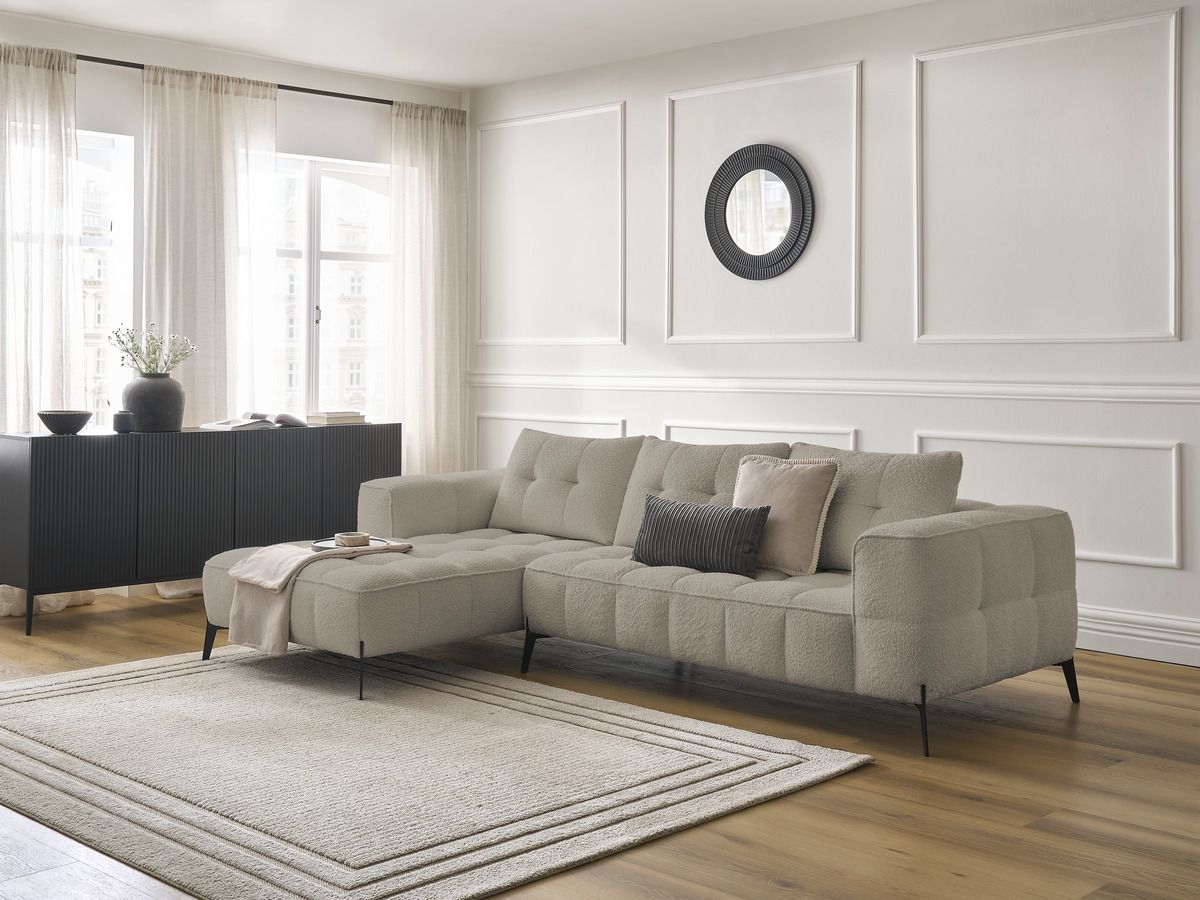 Canapé d'angle ANIS bouclette taupe