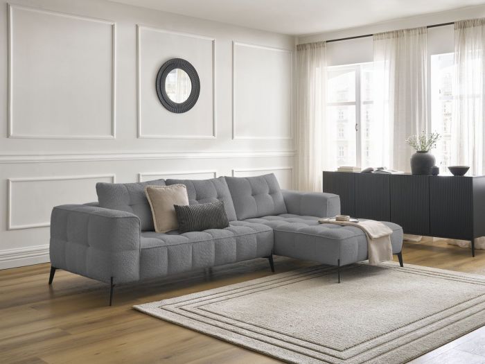 Canapé d'angle fixe ANIS tissu bouclette