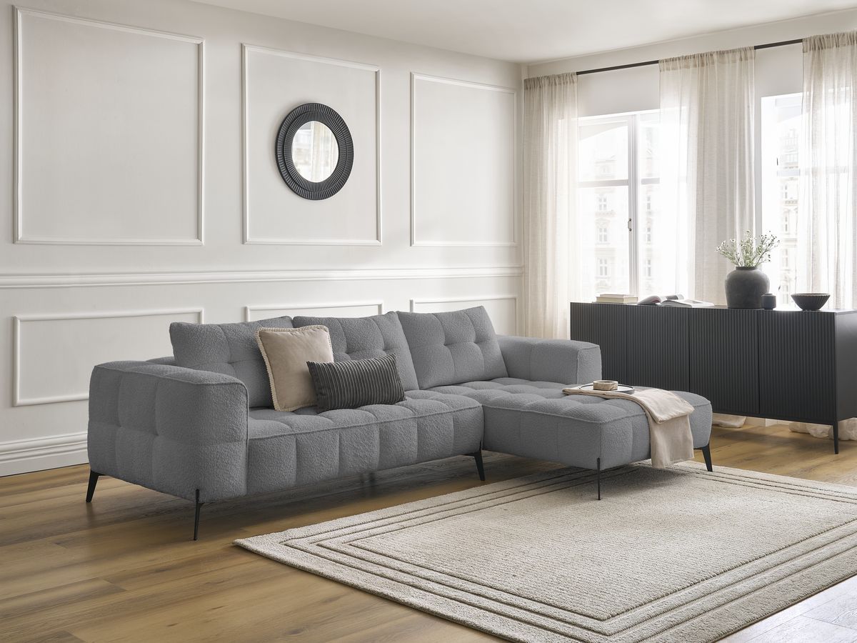 Canapé d'angle ANIS bouclette gris foncé