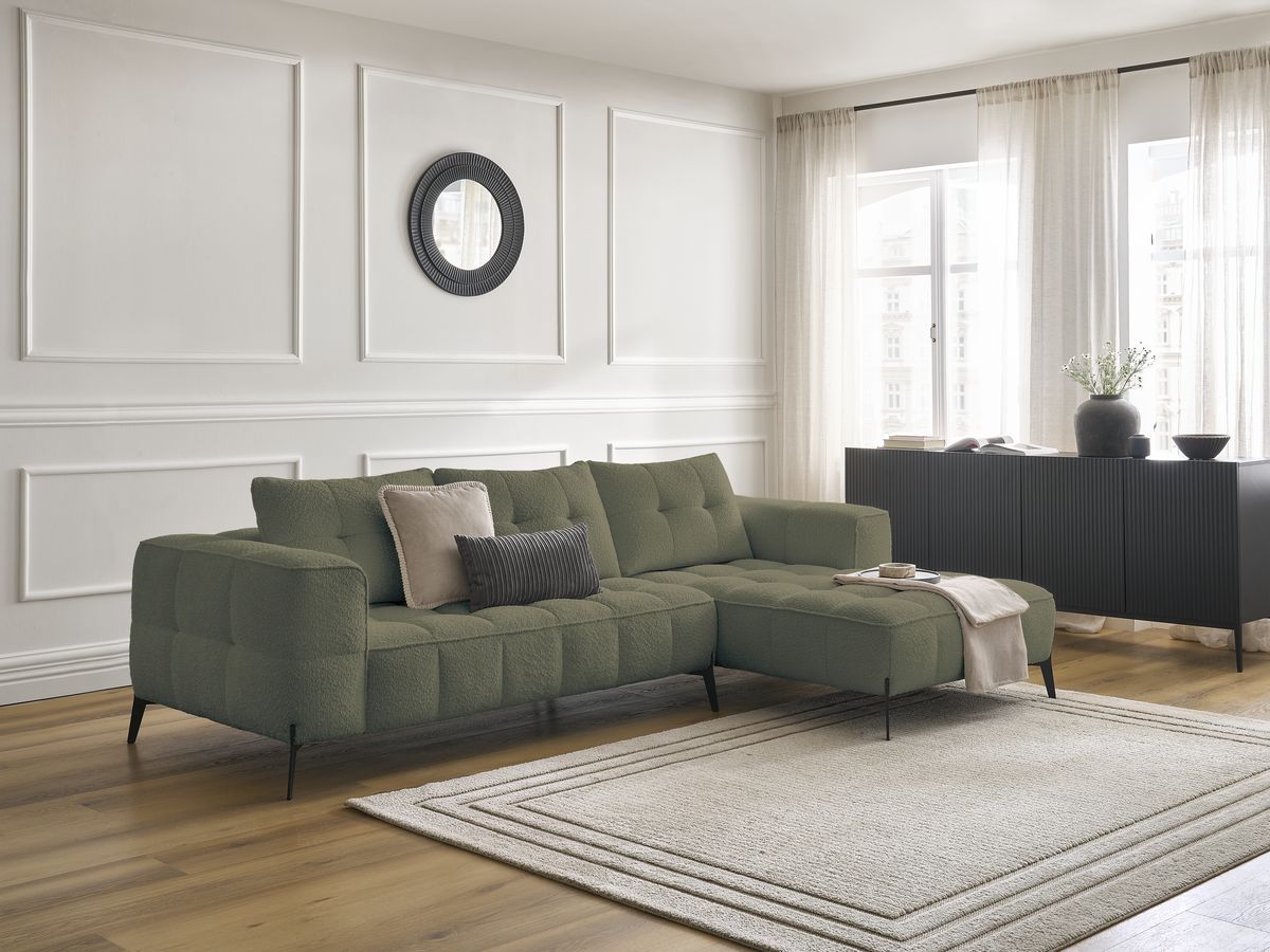 Canapé d'angle ANIS bouclette vert