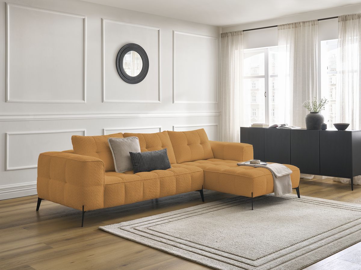 Canapé d'angle ANIS bouclette jaune