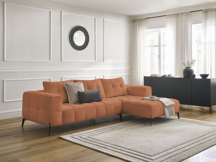 Canapé d'angle fixe ANIS tissu bouclette