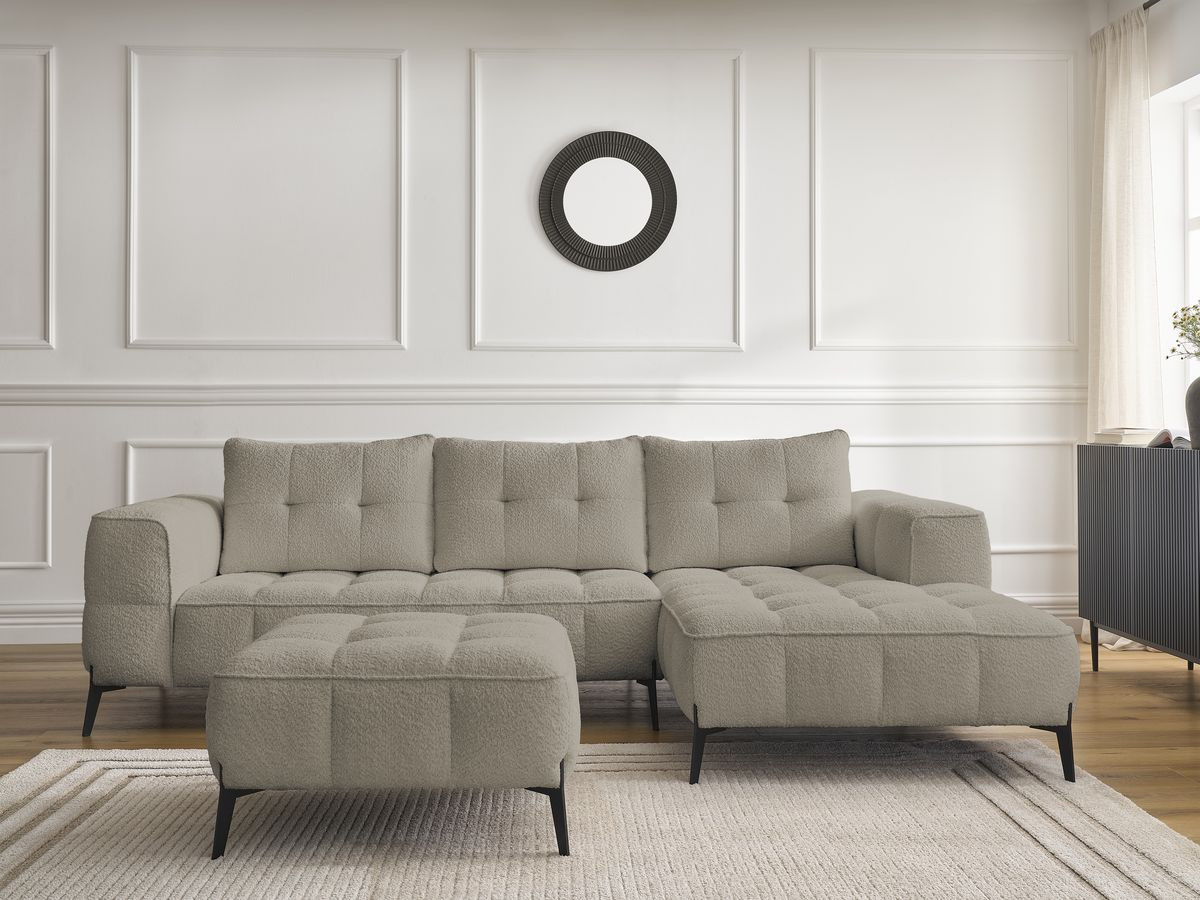 Canapé d'angle ANIS bouclette avec pouf taupe — vue 4