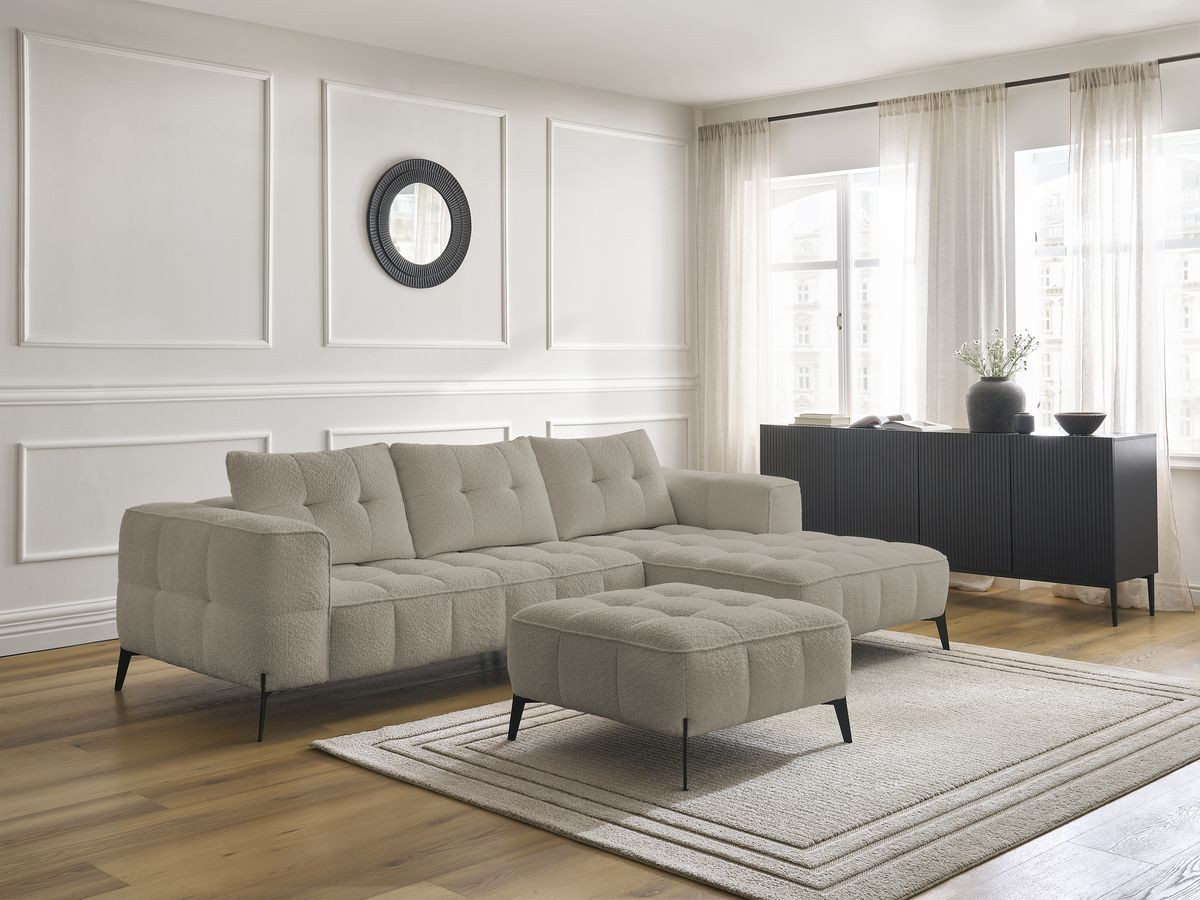 Canapé d'angle ANIS bouclette avec pouf taupe — vue 5