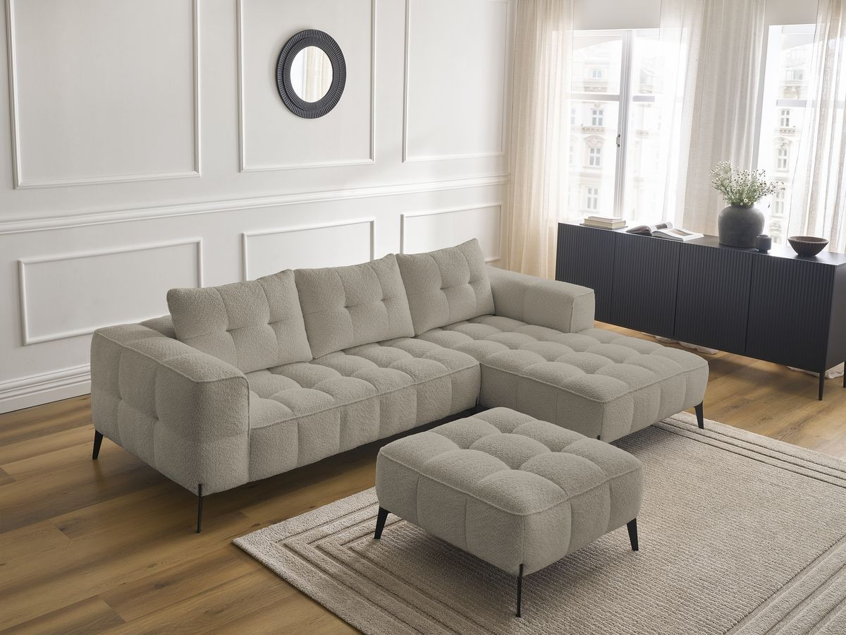 Canapé d'angle ANIS bouclette avec pouf taupe — vue 6