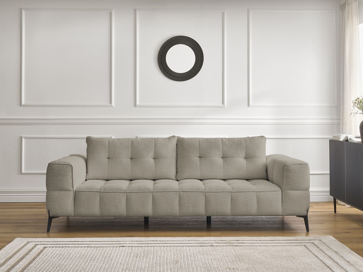 Canapé droit 3 places ANIS bouclette taupe — vue 5