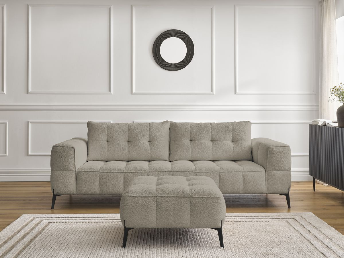 Canapé droit 3 places ANIS bouclette avec pouf taupe — vue 5