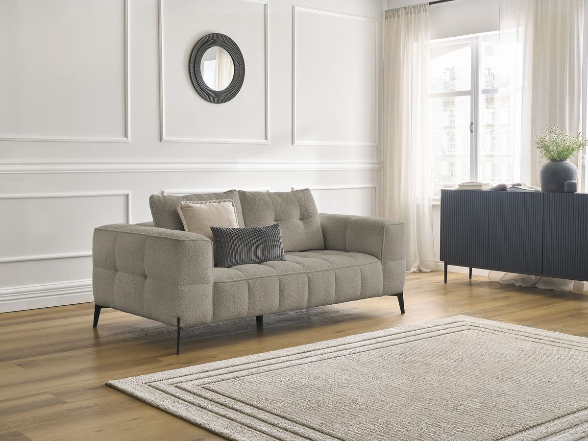 Canapé droit 2 places ANIS bouclette taupe