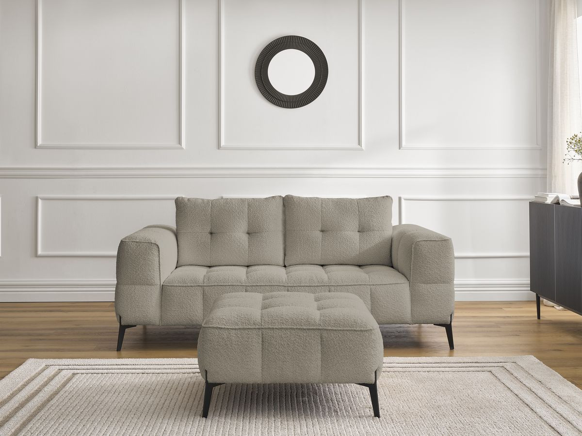 Canapé droit 2 places ANIS bouclette avec pouf taupe — vue 5