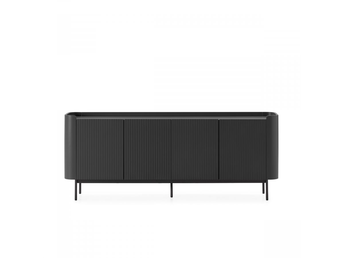 Buffet 4 portes 200 cm JAY effet tasseaux noir — vue 6