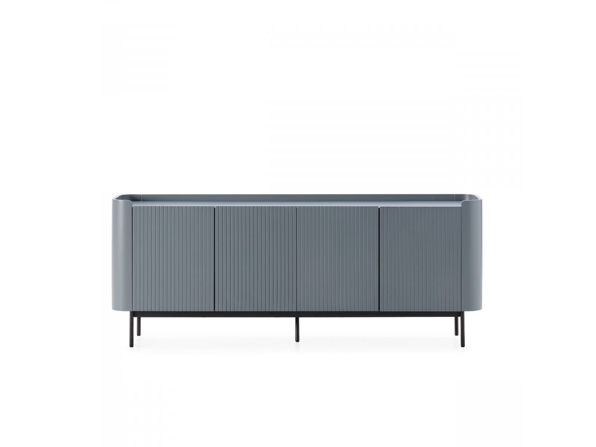 Buffet 4 portes 200 cm JAY effet tasseaux bleu — vue 6