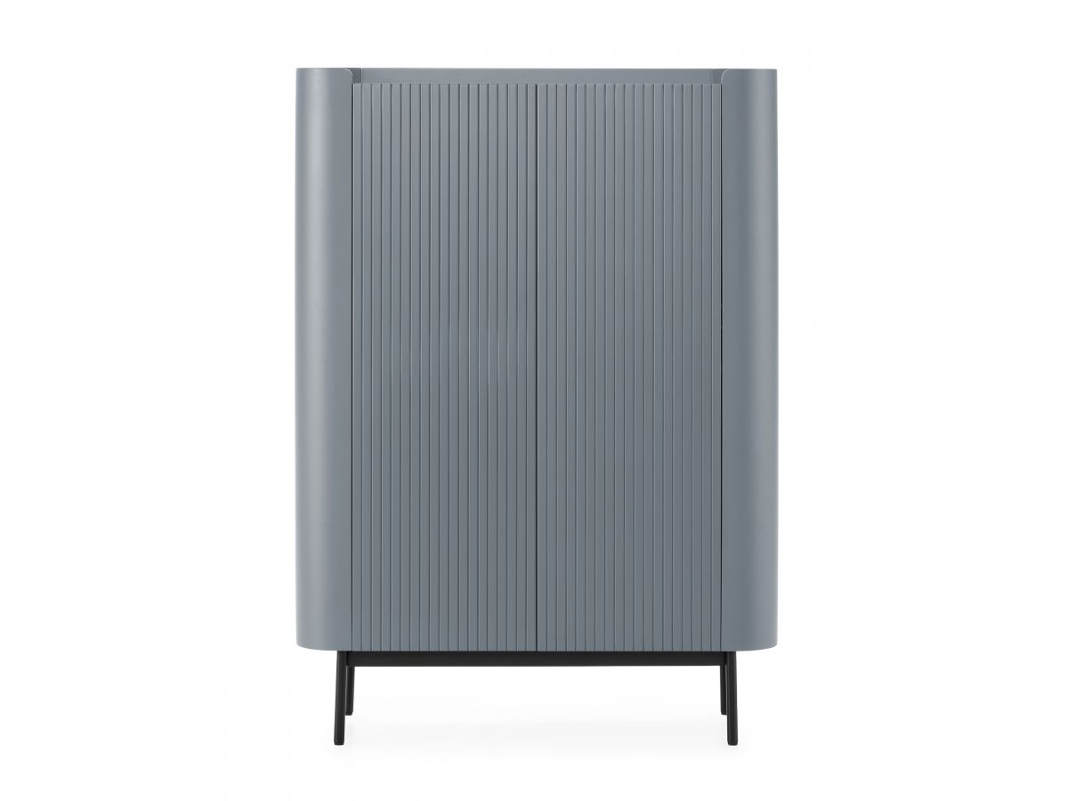 Buffet haut 2 portes 100 cm JAY effet tasseaux bleu — vue 6