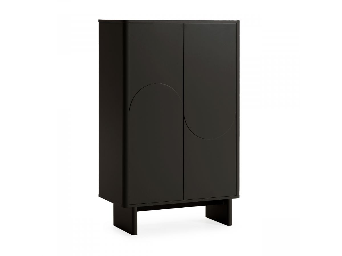 esteban 2-deurs hoog dressoir 80 cm geometrische vormen gekleurd zwart