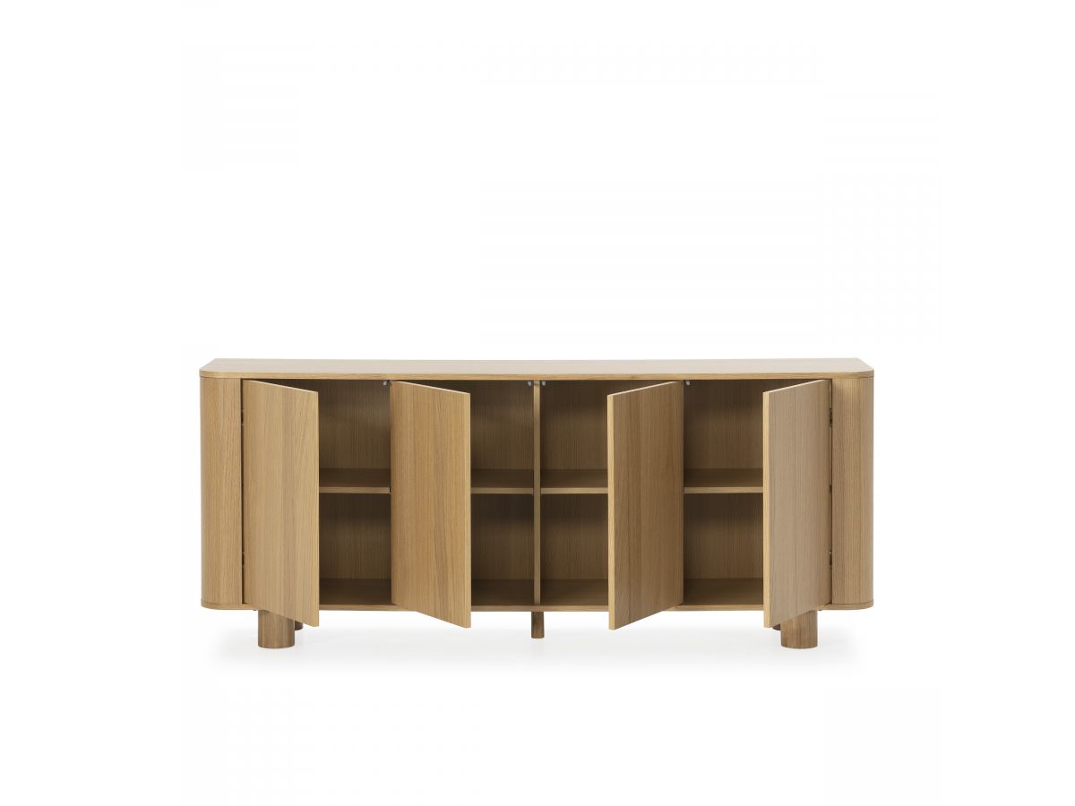 MALO 4-deurs dressoir 180 cm massief eiken fineer