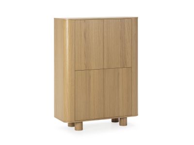 Buffet haut 4 portes 100 cm MALO placage chêne massif