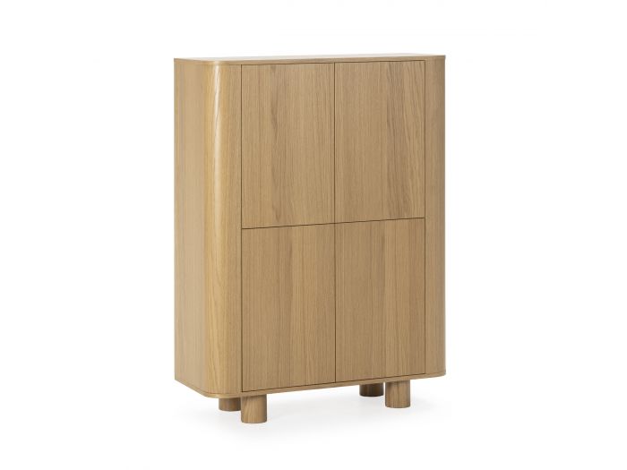 Buffet haut 4 portes 100 cm MALO placage chêne massif