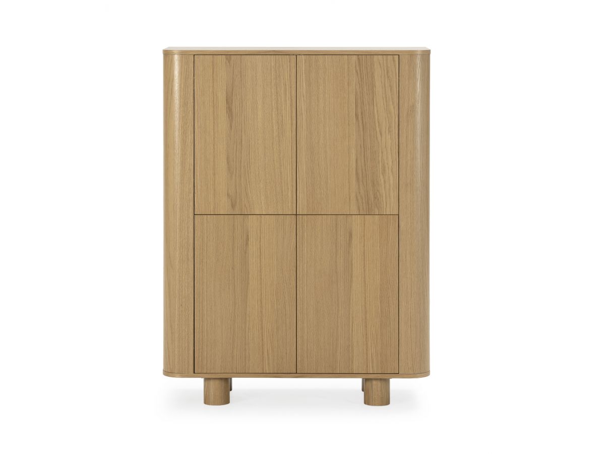 Buffet haut 4 portes 100 cm MALO placage chêne massif