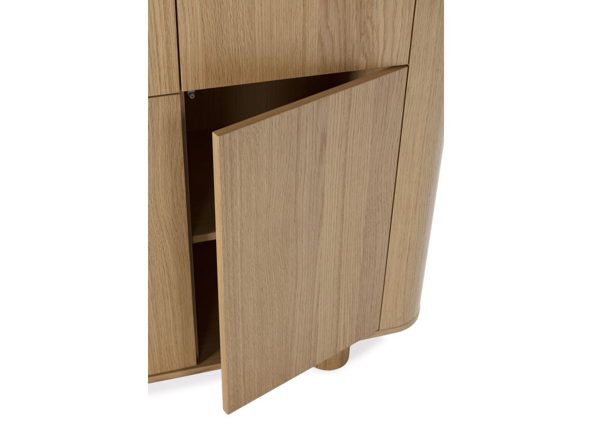 MALO 4-deurs hoog dressoir 100 cm massief eiken fineer