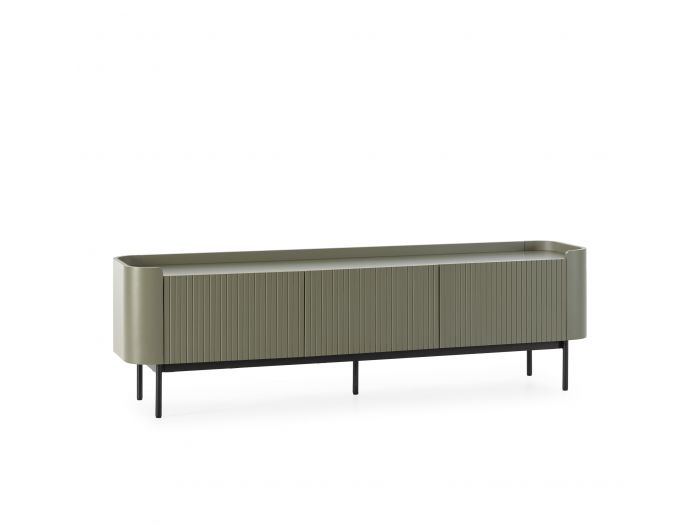 Meuble TV 4 portes 180 cm JAY effet tasseaux
