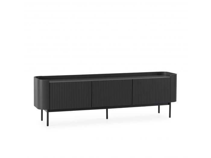 Meuble TV 4 portes 180 cm JAY effet tasseaux
