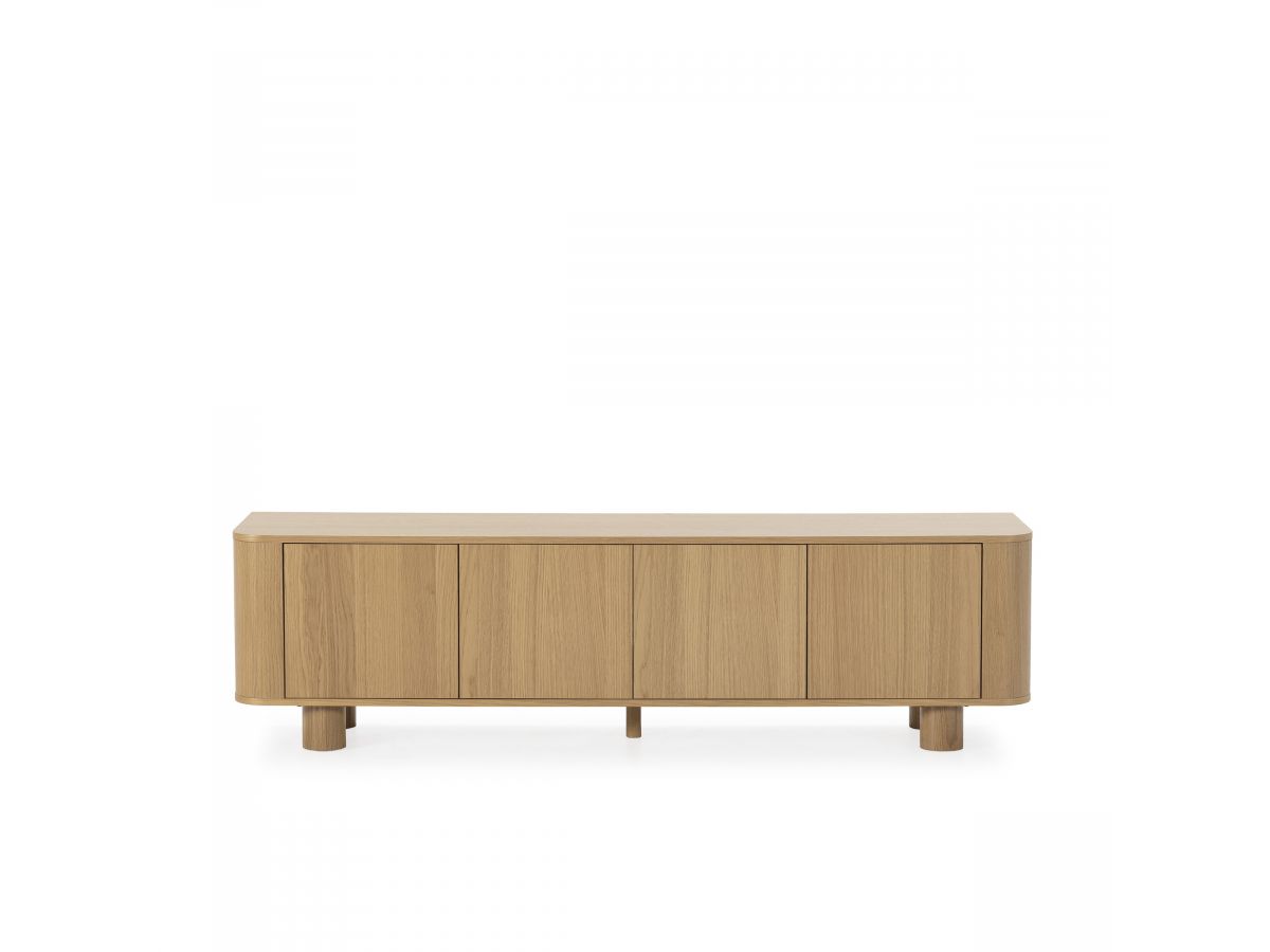 Meuble TV 4 portes 180 cm MALO placage chêne massif