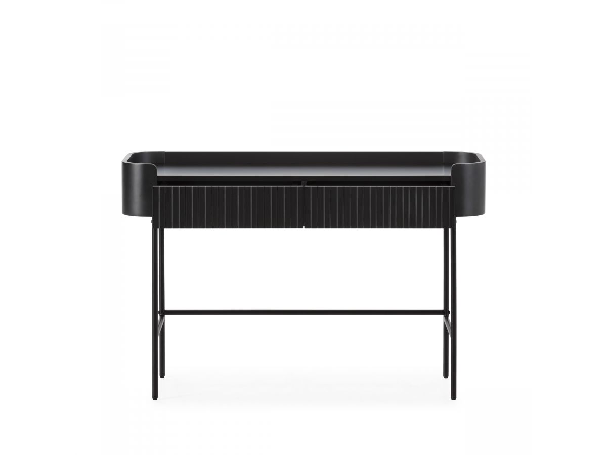 Console 2 tiroirs 120 cm JAY effet tasseaux noir — vue 6