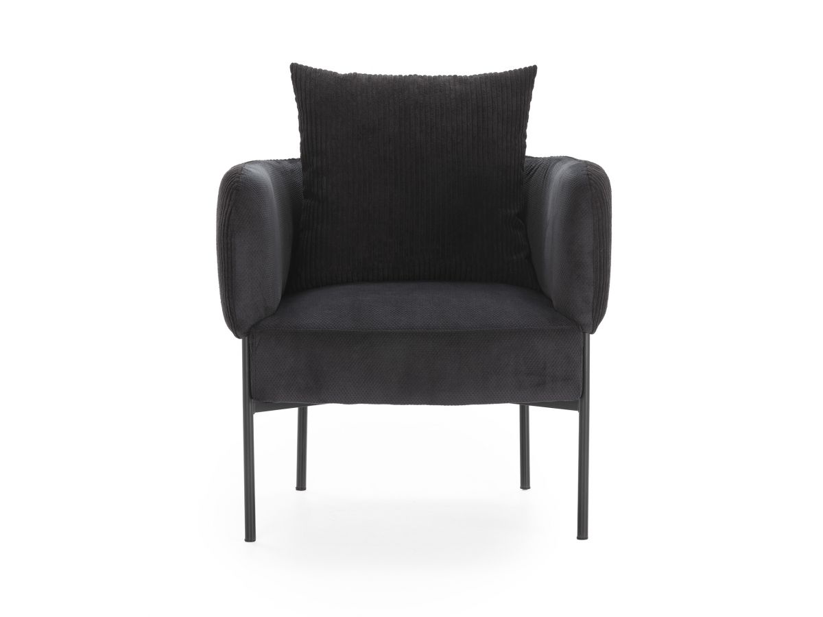 Fauteuil de table GABIN velours côtelé noir — vue 4