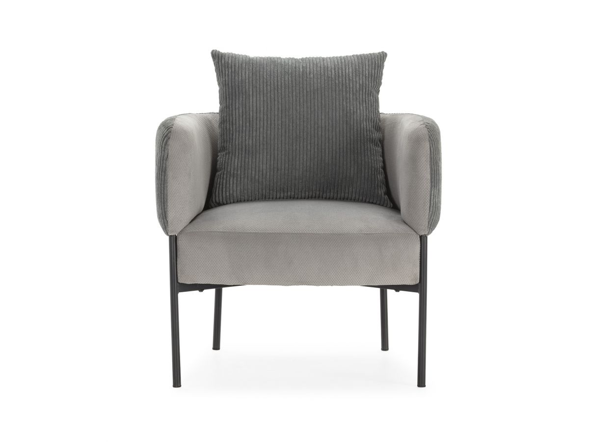 Fauteuil de table GABIN velours côtelé gris clair — vue 4