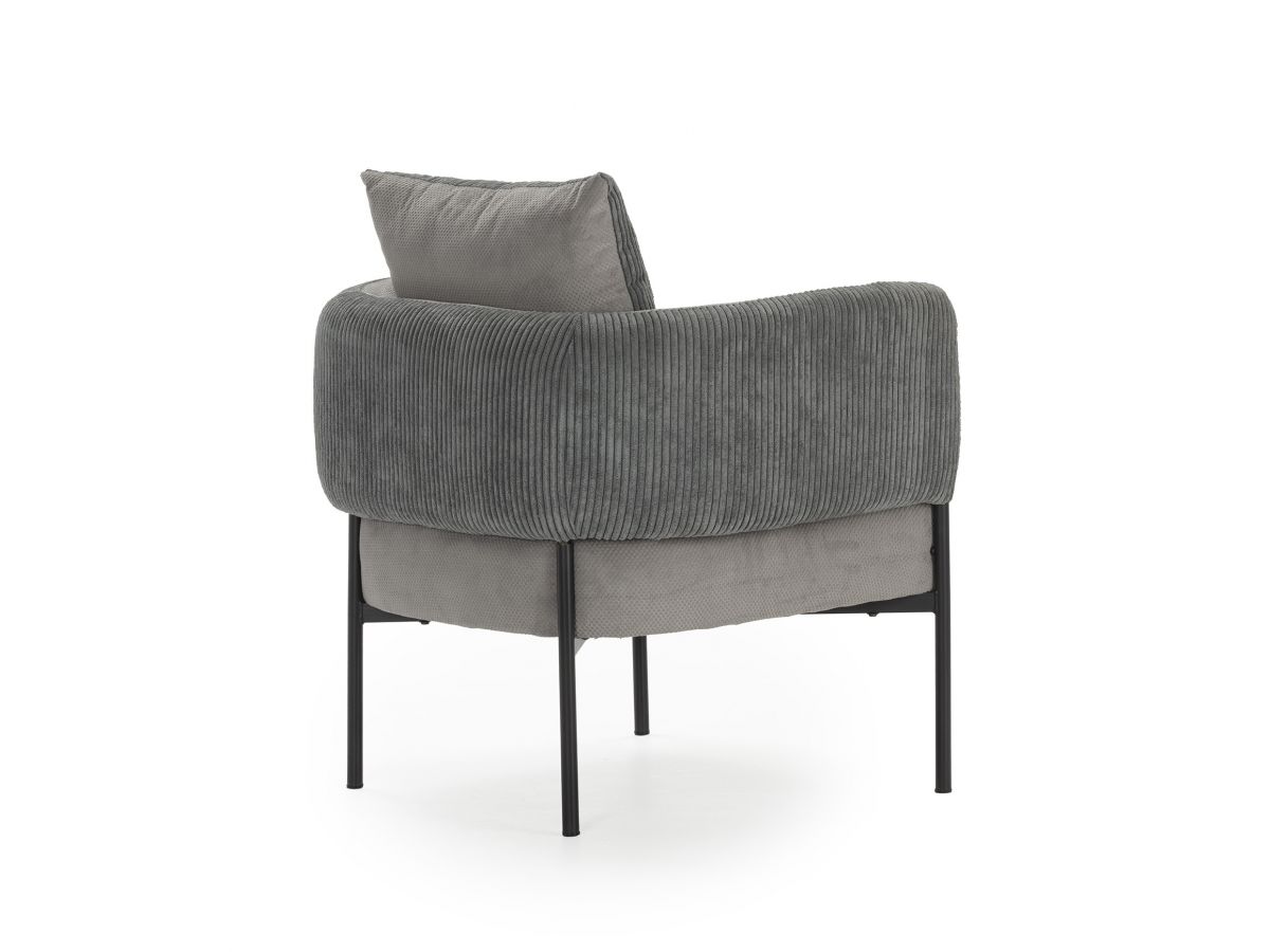 Fauteuil de table GABIN velours côtelé gris clair — vue 6