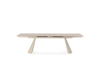 Table à manger extensible 180 à 260 cm ROMEO plateau pierre effet travertin