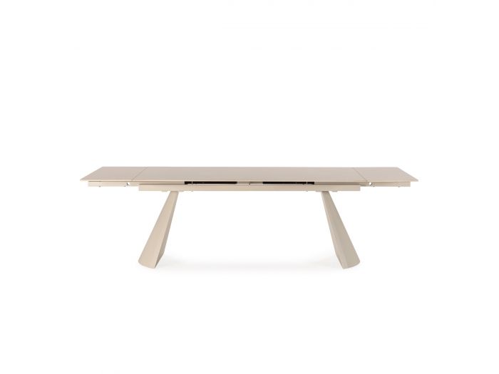 Table à manger extensible 180 à 260 cm ROMEO plateau travertin