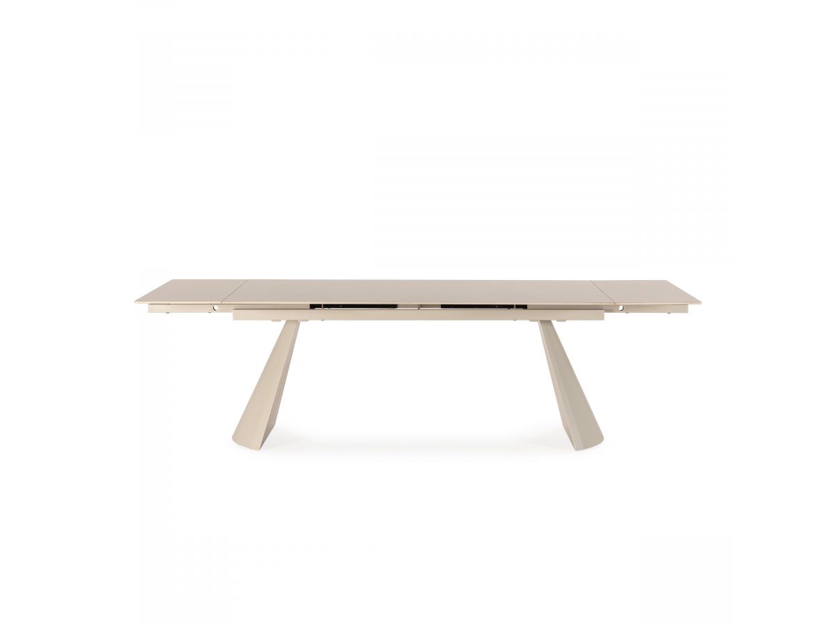 Table à manger extensible 180 à 260 cm ROMEO plateau travertin
