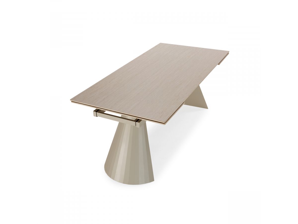 ROMEO uitschuifbare eettafel 180 tot 260 cm met travertin effect stenen blad