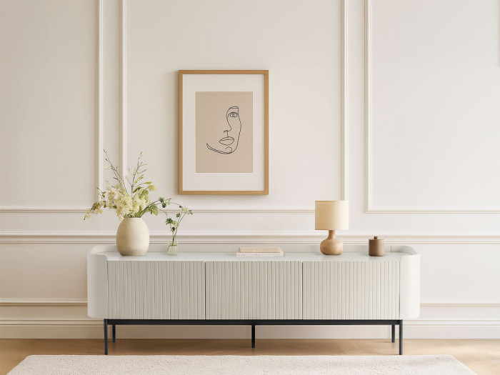 Meuble TV 4 portes 180 cm JAY effet tasseaux