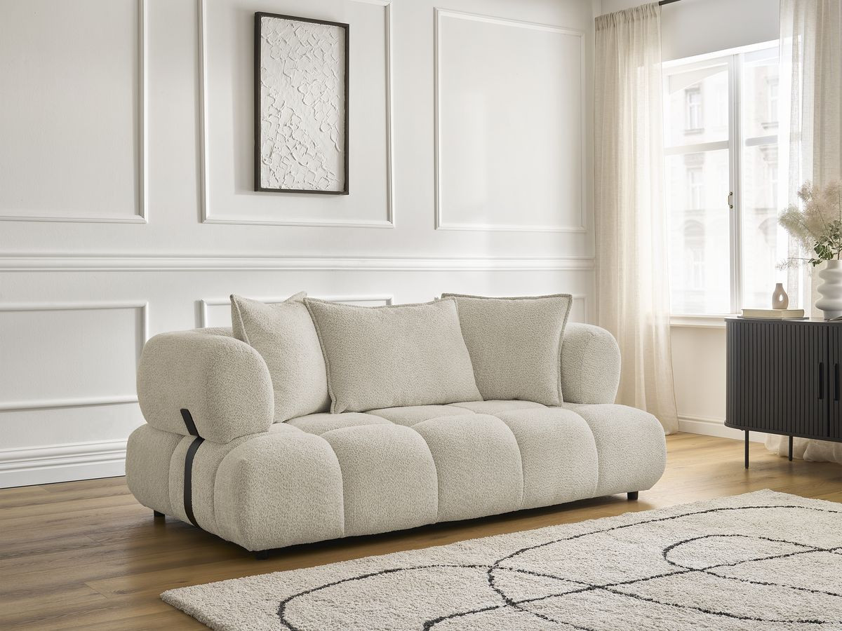 Canapé droit 2 places ALYA bouclette beige — vue 6